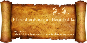 Hirschenhauser Henrietta névjegykártya